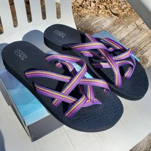 Pink and purple strappy sandals